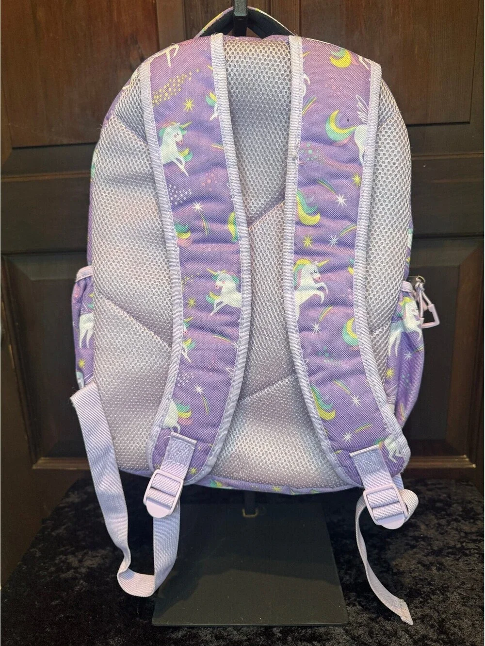Purple Kids Backpack with Unicorn Print